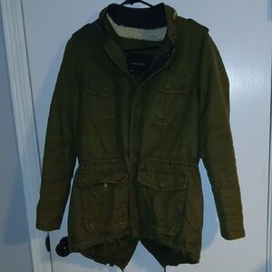 Zara Basic Army Green Parka Jacket Sz: S
